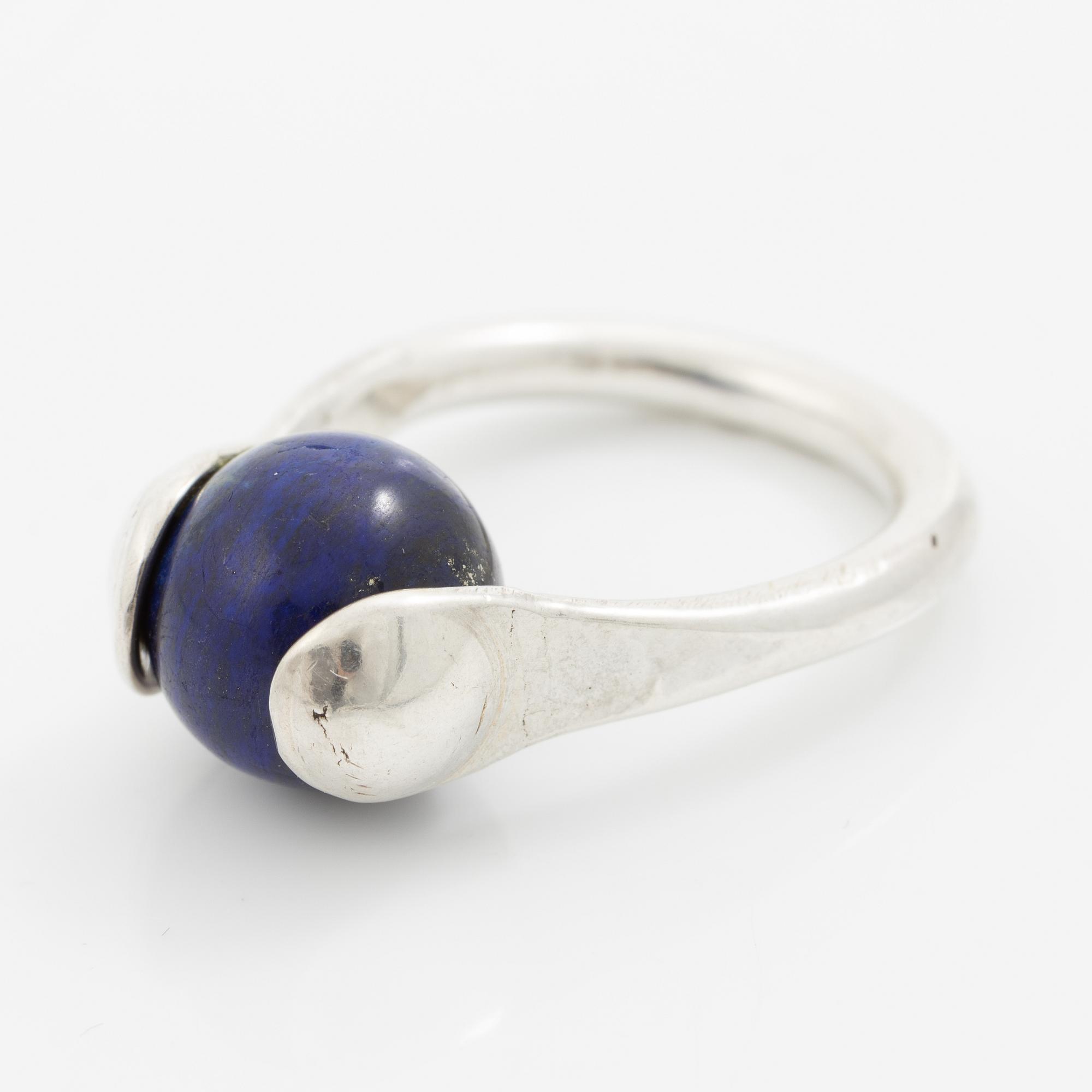 Ring, sterling silver with a blue spherical stone, Gävle 2015.