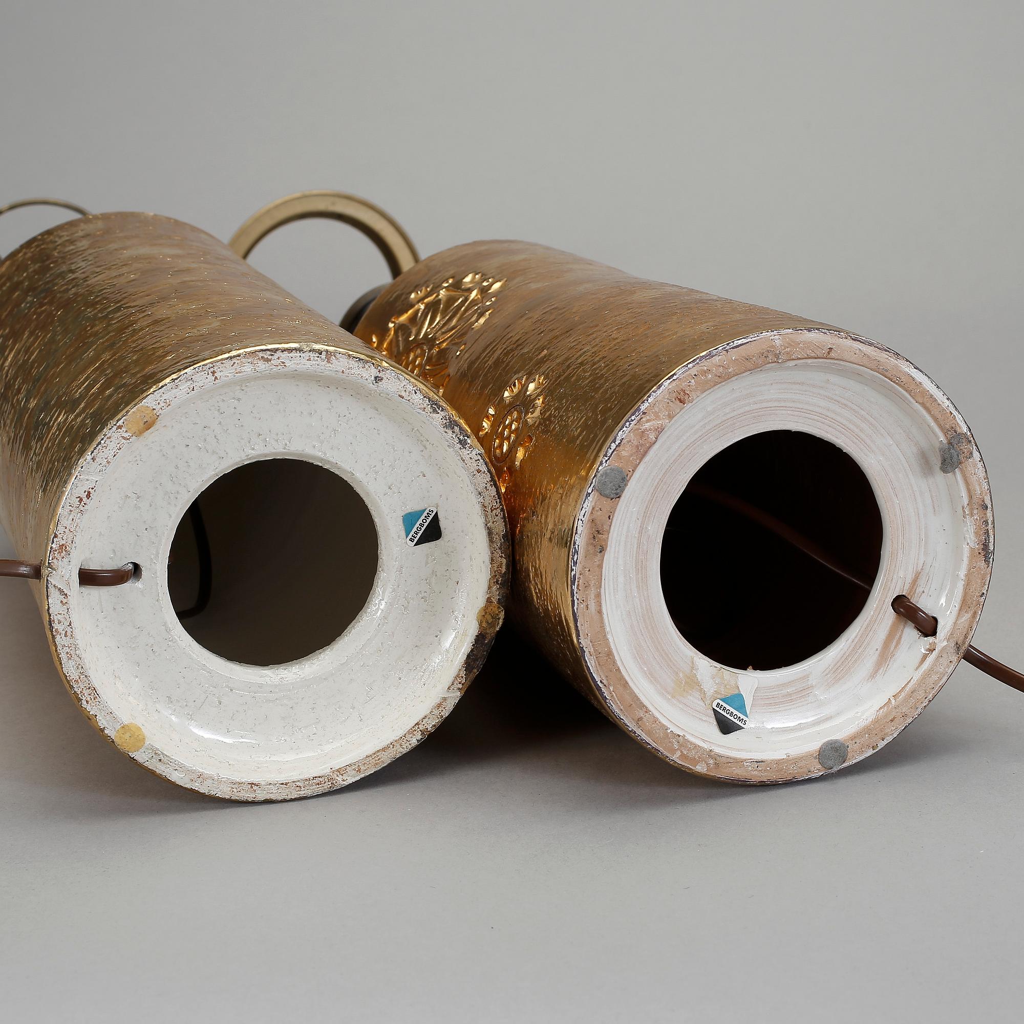 BORDSLAMPOR, 2 st snarlika, keramik, Bitossi, Bergboms, 1900-talets andra hälft.