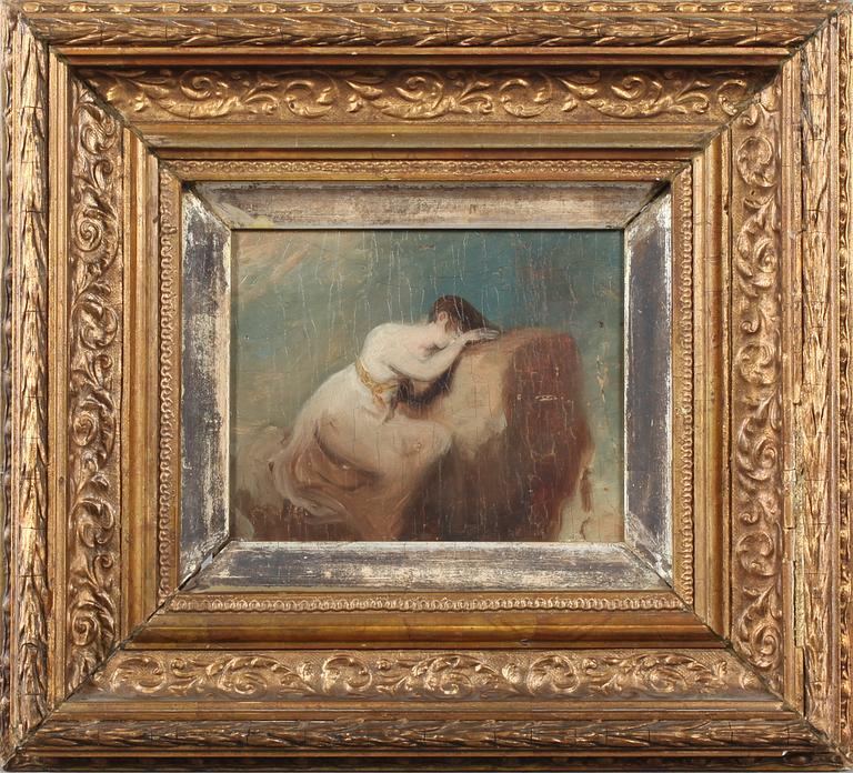 OKÄND KONSTNÄR, olja på pannå, ej signerad, 1800-tal.