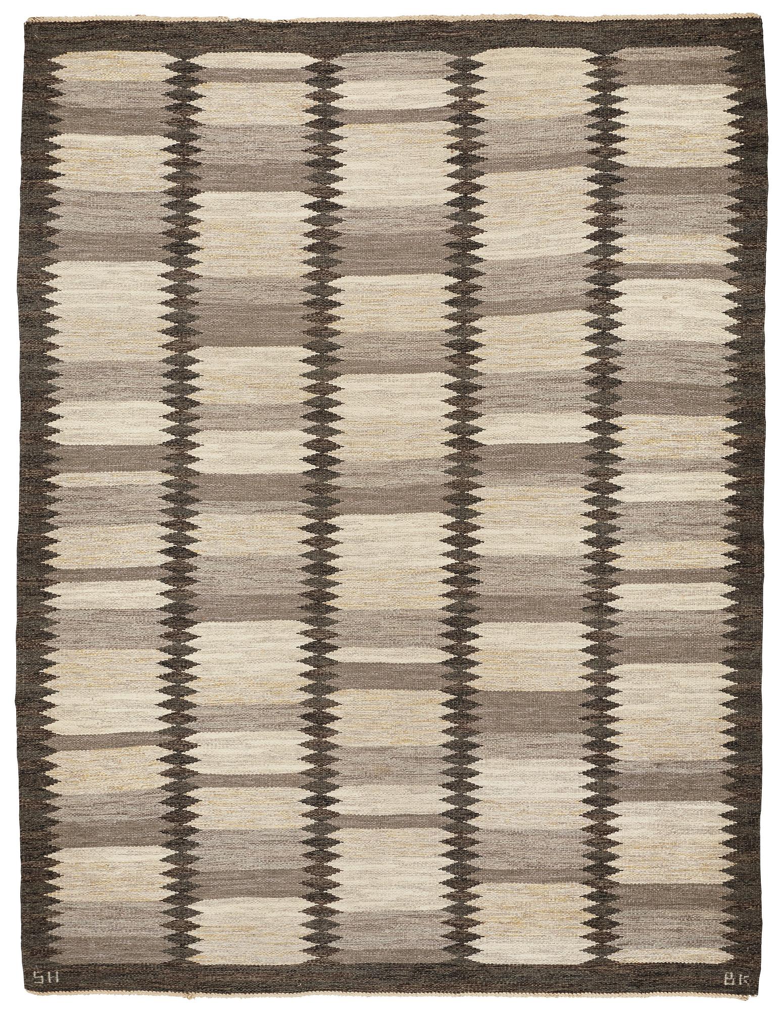 Berit Koenig, matta, "Viggen, grå", rölakan, ca 252-253,5 x 189-192 cm, signerad SH BK.