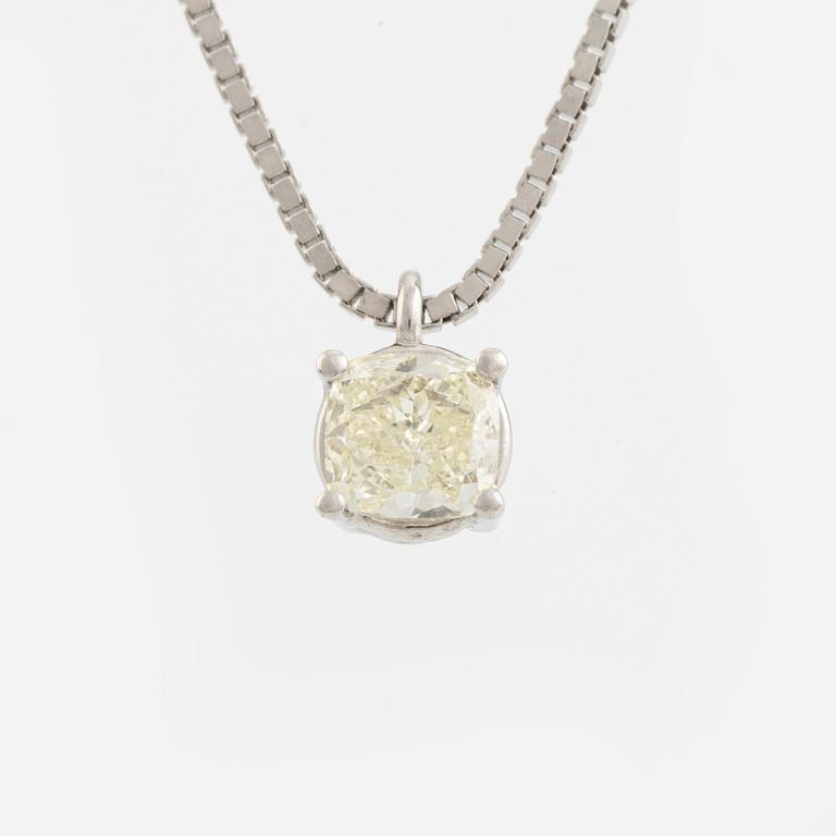Cushion shaped diamond necklace.