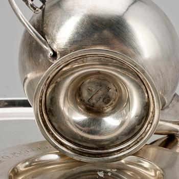 PARTI SILVER, 7 delar. Bl a GAB Stockholm 1933. Totalvikt ca 739 g.