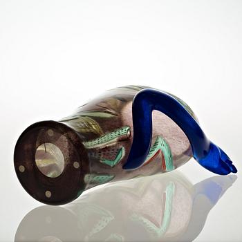 AN Ulrica Hydman-Vallien painted glass vase, Kosta Boda 1988.