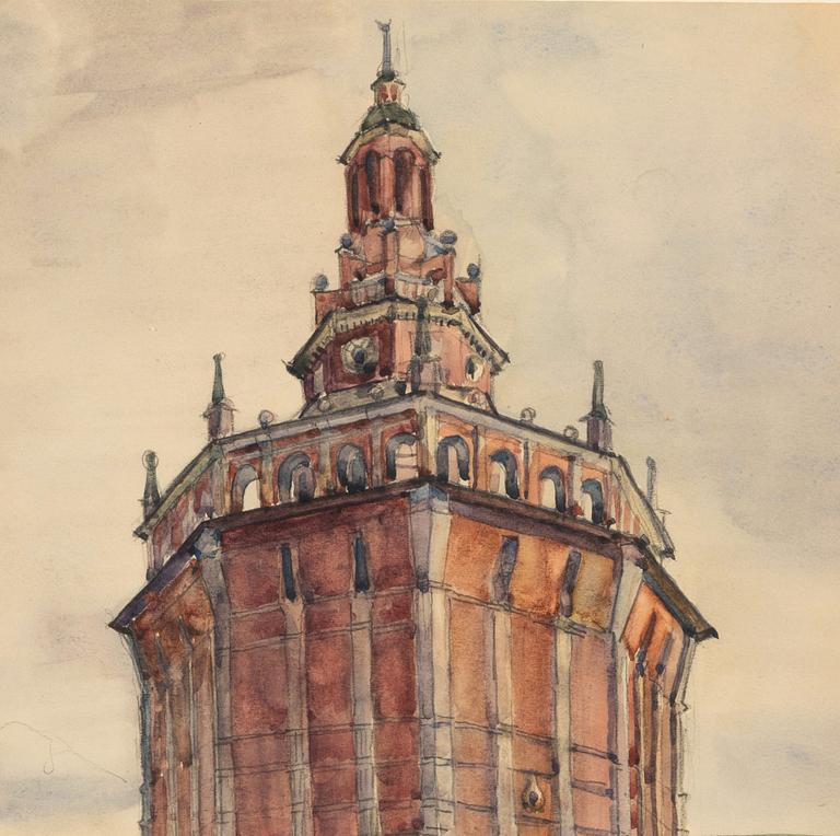 Anna Ostroumova-Lebedeva, Red tower, St Petersburg.