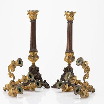 Kandelabrar, ett par, senempire, 1800-tal.