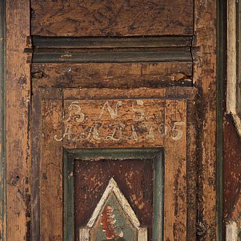 Hörnskåp, allmoge, västsvenskt, daterat 1795.