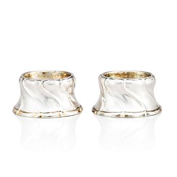 A pair of Swedish 18th century parcel-gilt silver salt cellars, mark of Andreas Öhrman, Stockholm 1756.