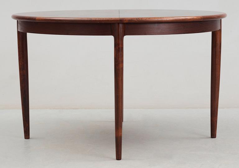 A Niels Ole Møller palisander dining table and and five chairs, J.L. Møller, Denmark 1950's-60's.