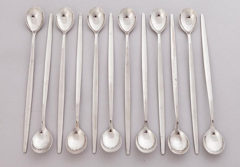ILMARI TAPIOVAARA 1960s 122-piece Set of Polar Flatware for Hackman, Finland.
