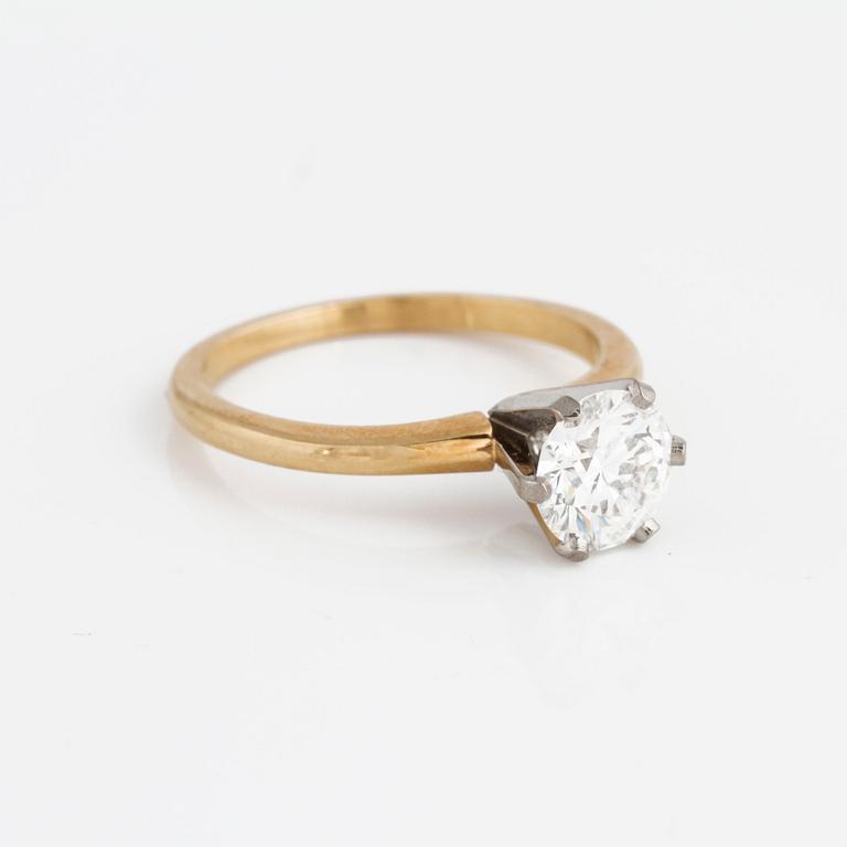 A brilliant cut diamond ring.