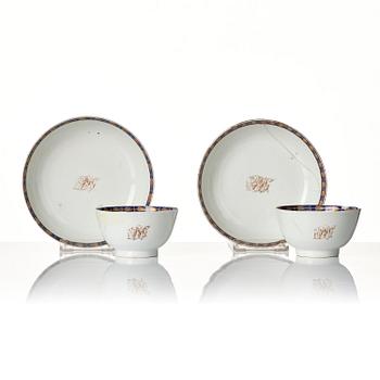 A group of Chinese Export armorial porcelain comissioned for the Swedish family Grill, Qing dynasty, 1700-tal. (8).