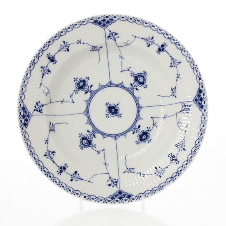 Royal Copenhagen, 35 pieces of a porcelain 'Blue Fluted' half lace dinner service, Denmark, 1889-1978.