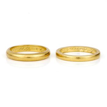 RINGAR, 2 st, 23K guld, Sverige, 1900-talets första hälft.