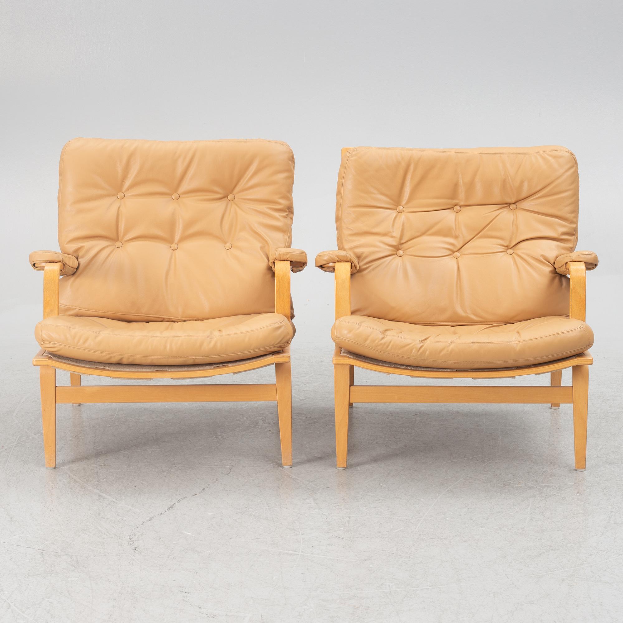 Bruno Mathsson, a pari of 'Ingrid' easy chairs, Dux.
