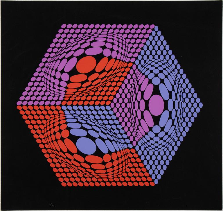Victor Vasarely, silkscreen in colours, 2, unsigned.