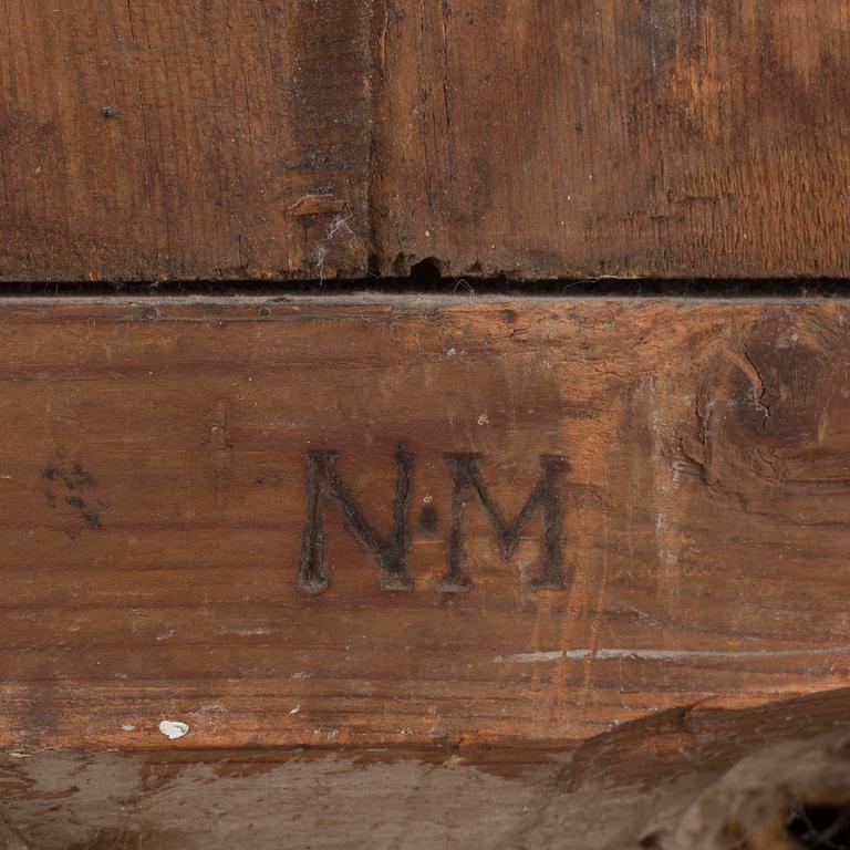 SPEGEL, av Nils Meunier (spegelmakare i Stockholm 1754-97). Gustaviansk.