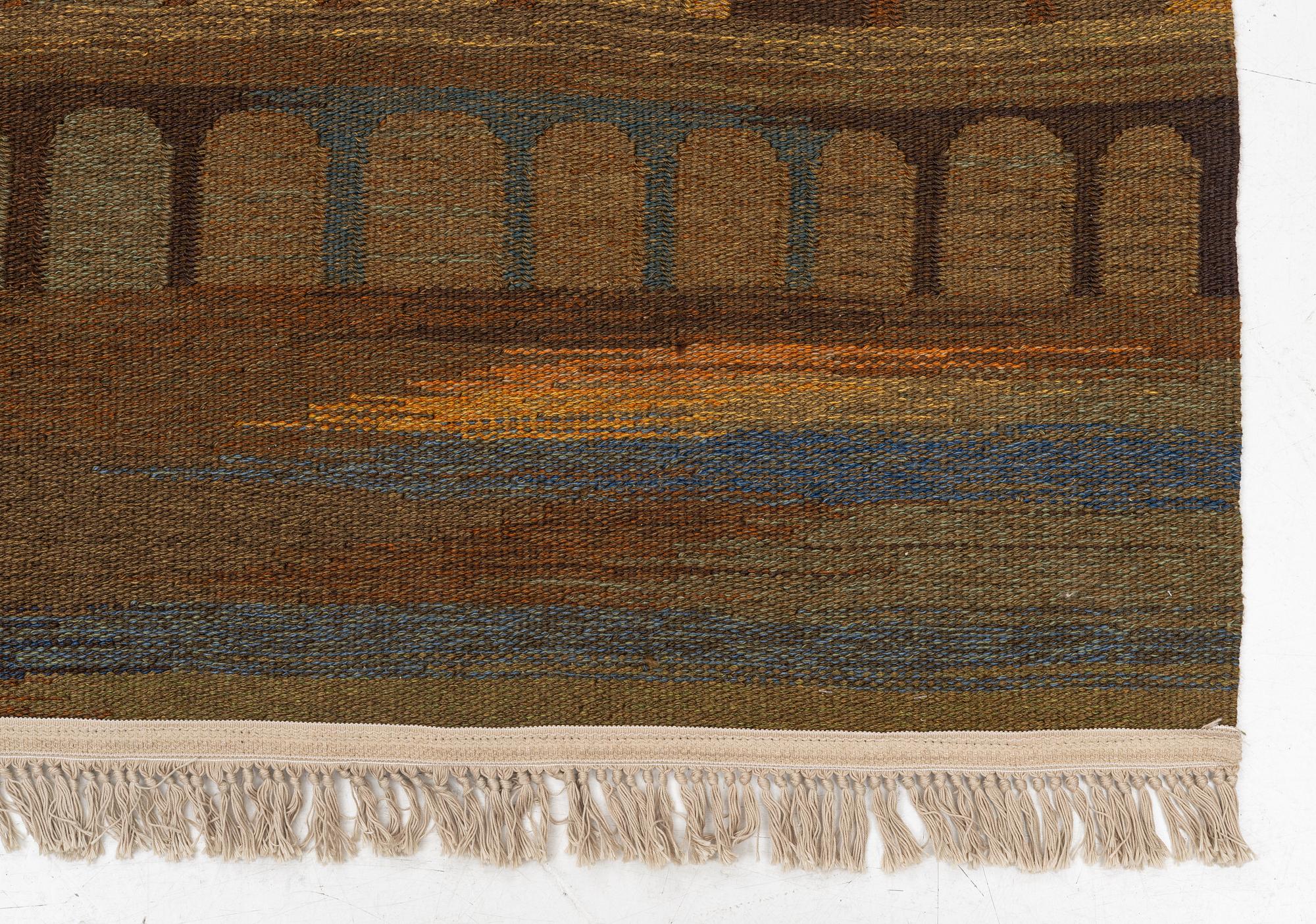 A flat weave and tapestry weave carpets by Ingalill Sjöblom, c 272 x 199 cm.