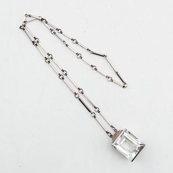 Wiwen Nilsson, necklace, sterling silver with step-cut rock crystal, Lund, 1944.