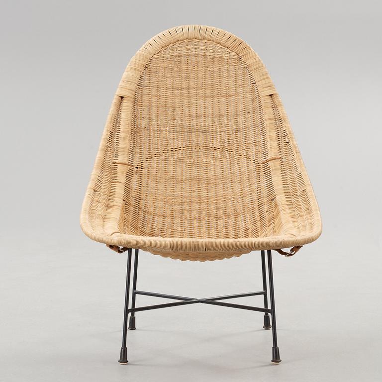 A Kerstin Hörlin-Holmquist rattan easy chair 'Stora Kraal', Nordiska Kompaniet, Sweden 1950's.