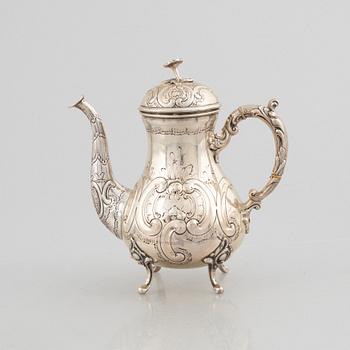 Coffee pot, silver, Rococo style, circa 1900.