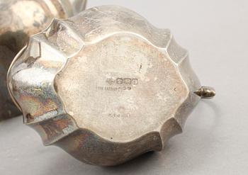 KAFFESERVIS, 3 delar, silver, England, importstämplar, Axel Nilsson, 1912. Tot 930 gr.