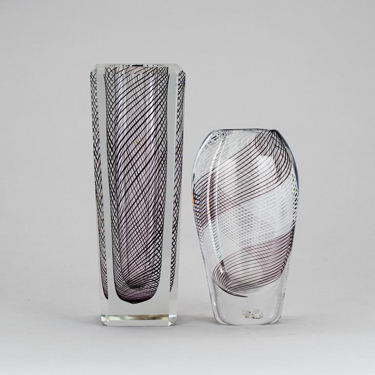 VASER 2 st, Vicke Lindstrand Kosta 1950-/60-tal.