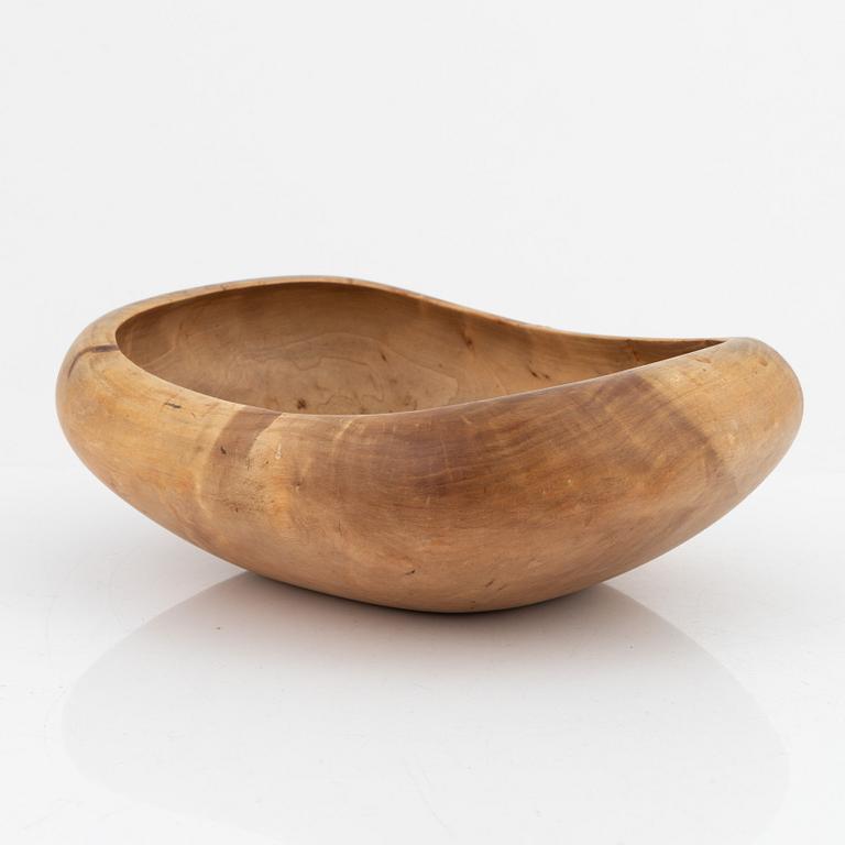 A birch bowl, signed PS, end of the 20th Century.