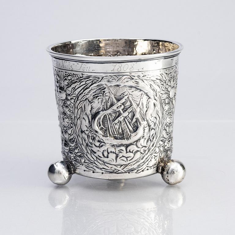 Bägare, silver, möjligen Danmark 16-/1700-tal.
