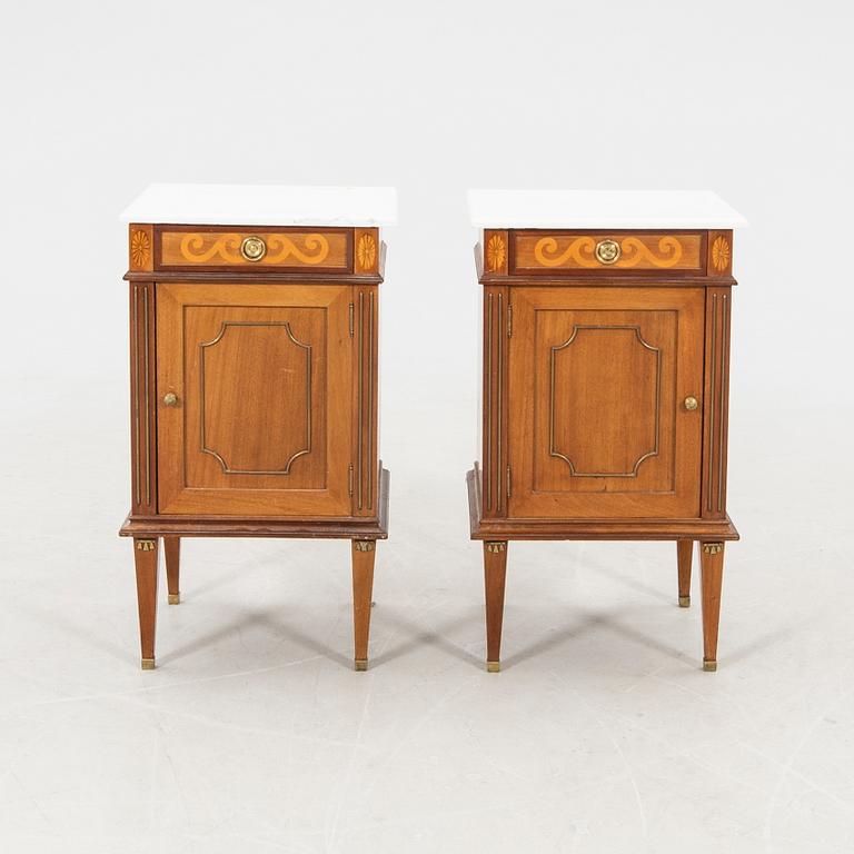 Bedside tables, a pair from CE Jonsson's furniture factory, early 20th century.