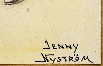 JENNY NYSTRÖM, akvarell med täckvitt, sign.