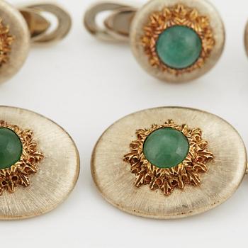 A pair of jade cufflinks and studs from Buccellati.
