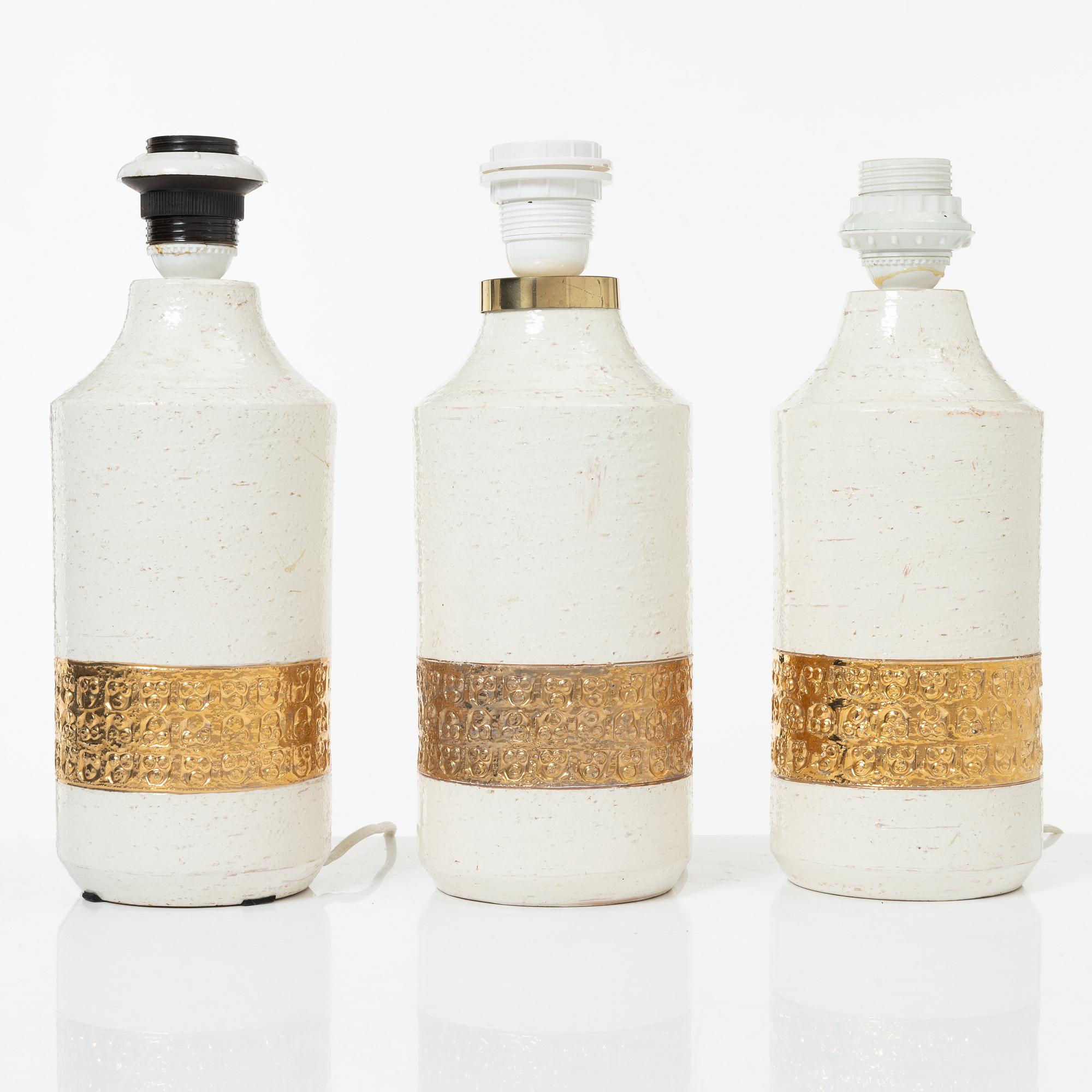 Bordslampor, 3 st, , Bitossi för Bergboms, 1900-talets andra hälft.