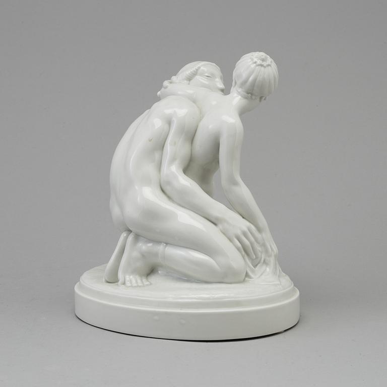 A white glazed Royal Copenhagen Gerhard Henning figure of "Amor & Psyke", Denmark, early 20th Century.