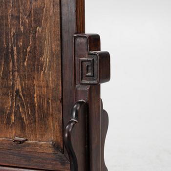 A large Chinese hardwood table screen/mirror, 20th century.
