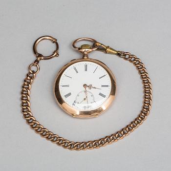 FICKUR, 14K, 1890-tal. Totalvikt 73 gram.