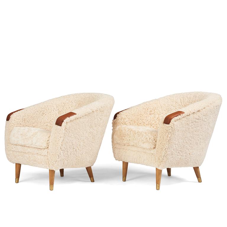 Arnt Lande, tillskrivna, modell "Senior", fåtöljer 1 par, Møller & Stokke, Norge, 1950-60-tal.