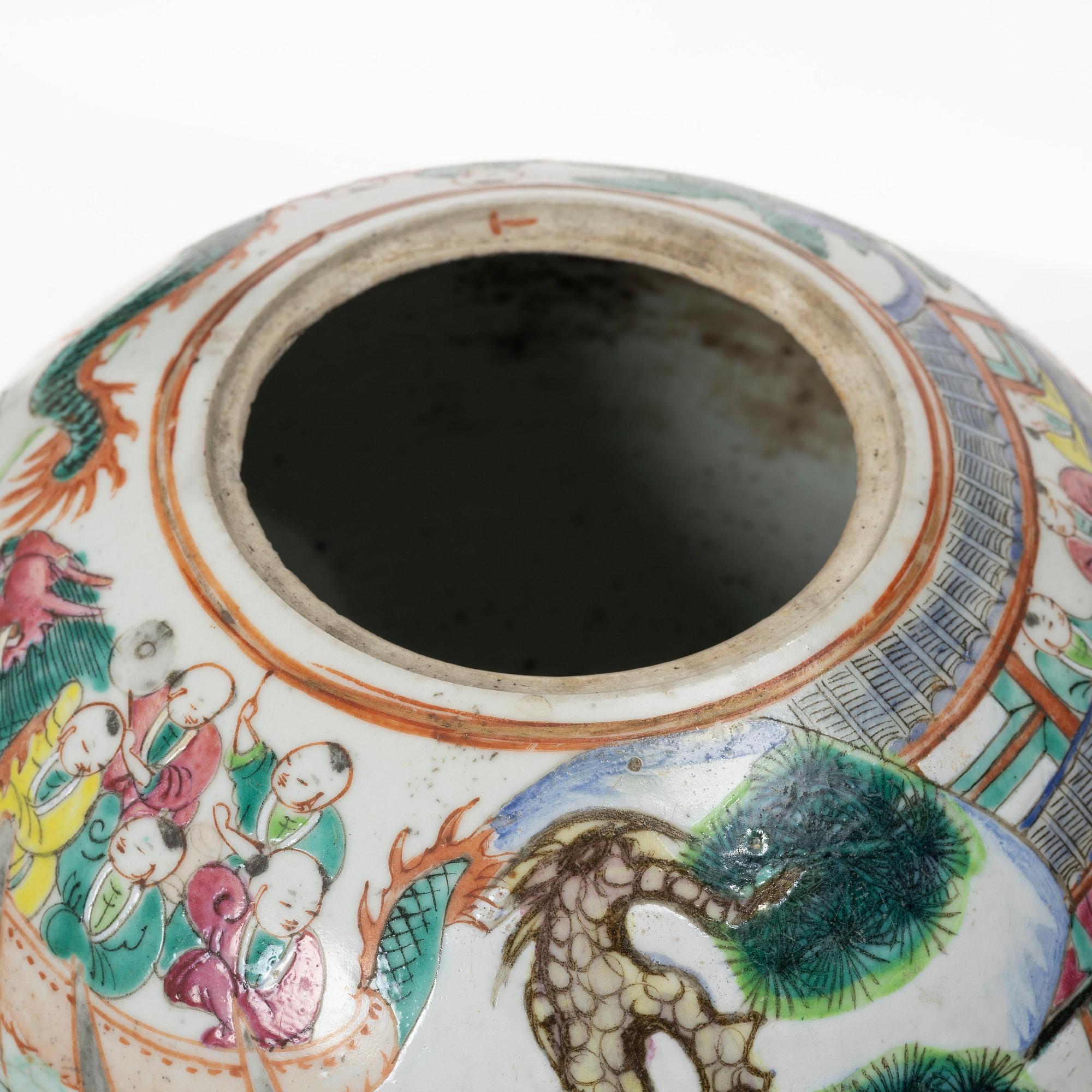 Kruka med lock, porslin, Kina, sen Qingdynasti.