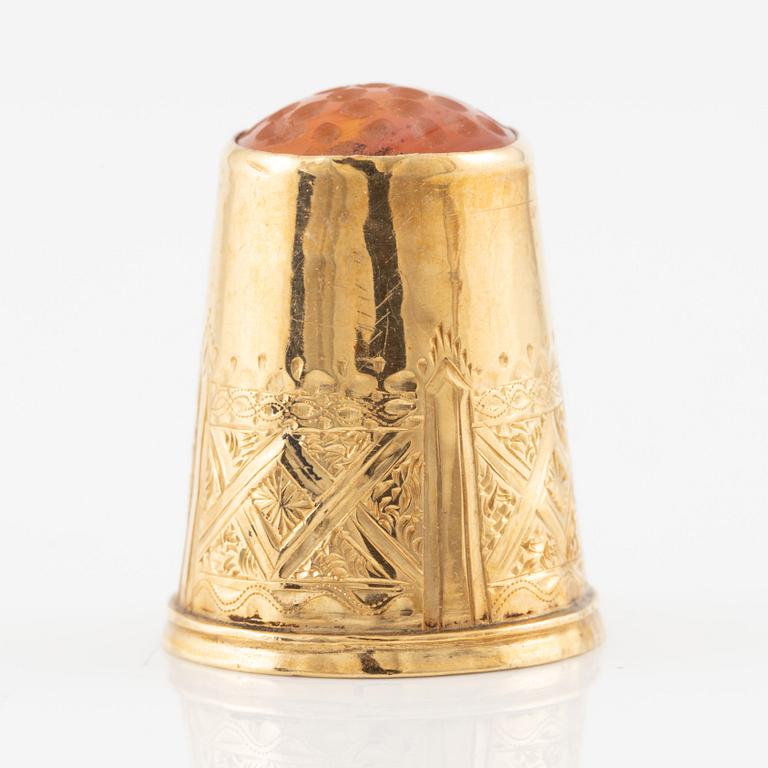 Thimble, ring, sleeve, 18K gold.