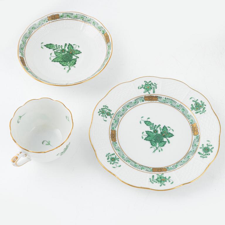 A 31-piece Chinese Bouquet/Green Apponyi porcelain mocha service, Herend, Hungary, mid 20th century.