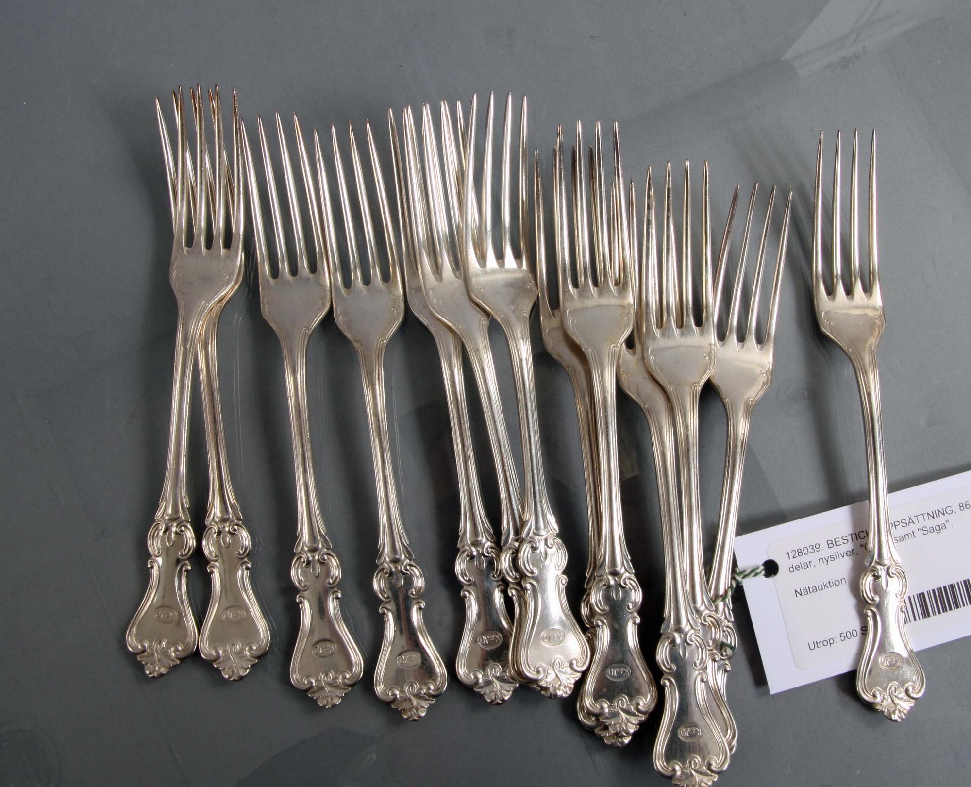 BESTICKSUPPSÄTTNING, 86 delar, nysilver, "Olga" samt "Saga".