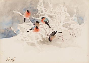 224. Bruno Liljefors, Bullfinches in a winter landscape.