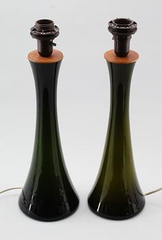 BORDSLAMPOR, 2 st, glas, Bergboms, 1960-tal.