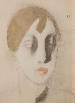 Helene Schjerfbeck, "Kvinna med blekröd mun" (Woman with pale red mouth).