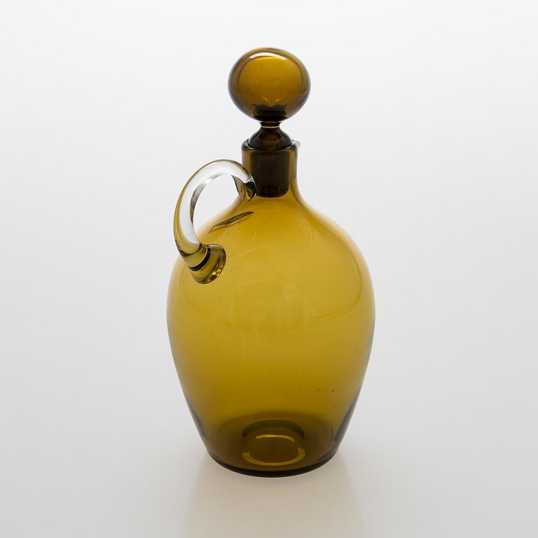 Saara Hopea, glass carafe with five liqueur glasses model 2501 for Nuutajärvi. Design year 1959.
