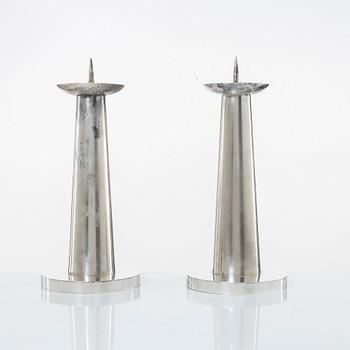 Åke Strömdahl, A pair of Swedish sterling silver candlesticks, company Hugo Strömdahl AB, Stockholm 1955.