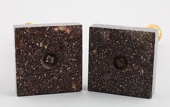 LJUSSTAKAR, 1 par, porfyr, gustaviansk stil, 1900-tal.