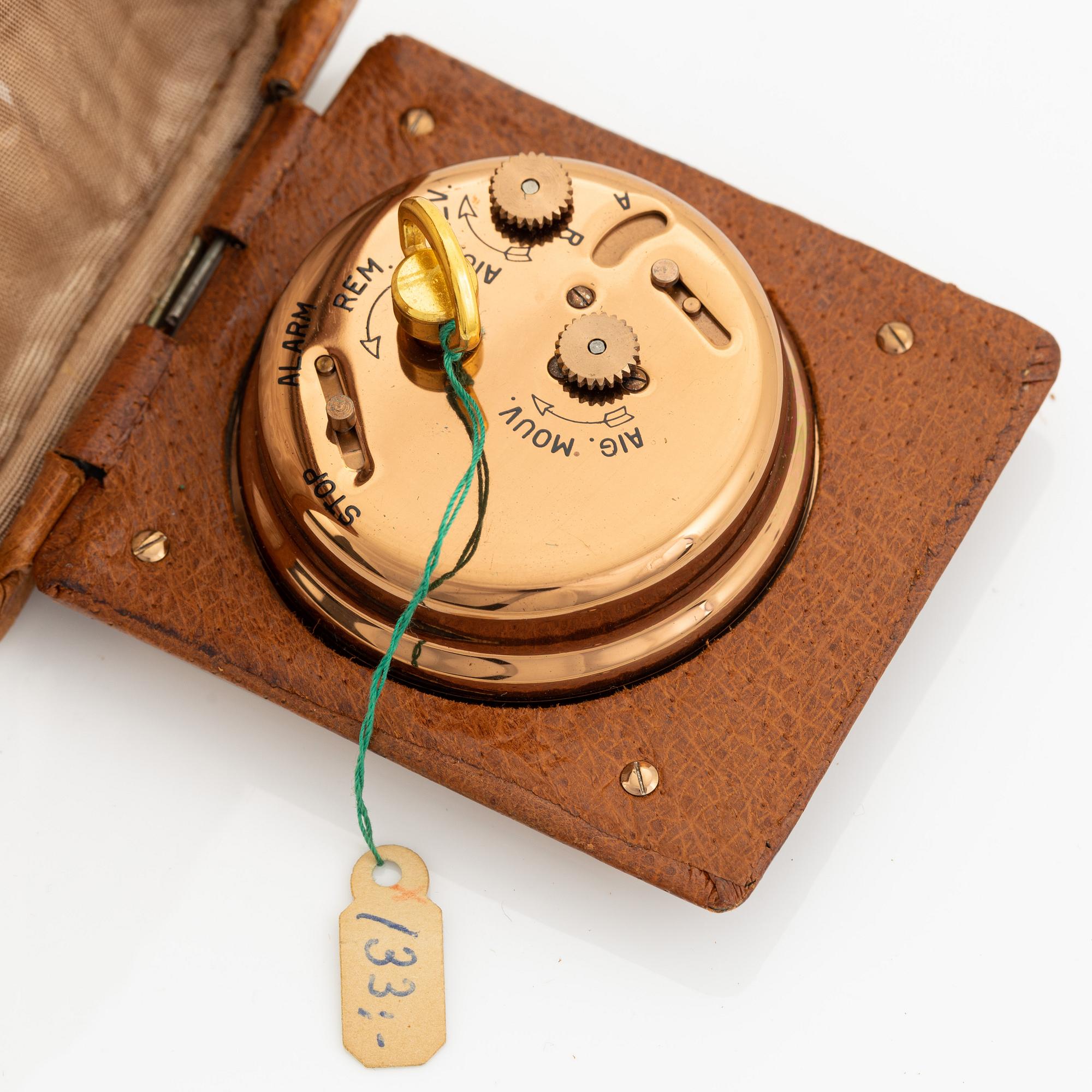Jaeger, travel alarm clock, 72 x 85 x 34 mm.
