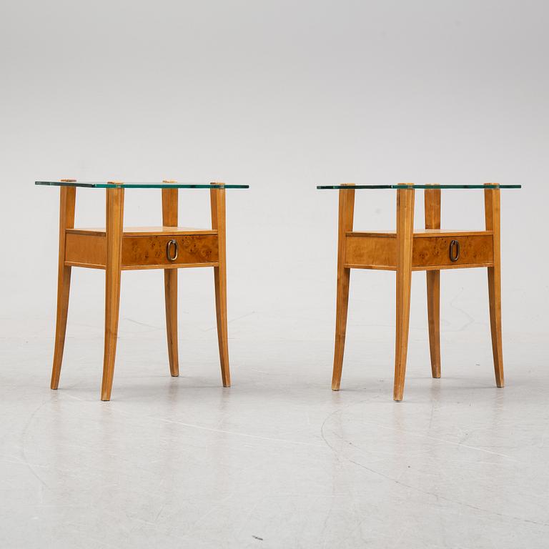 A pair of birch tree bed side tables from Bodafors, mid 20th century.