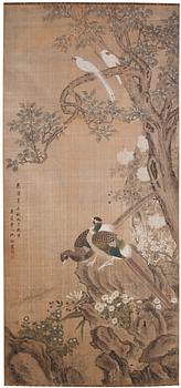 978. Shen Quan Follower of, Birds in a garden in full bloom.