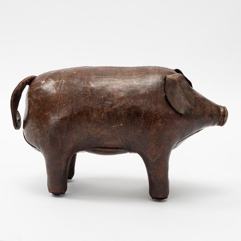 Dimitri Omersa & Co, a leather foot stool, later part of the 20th Century.